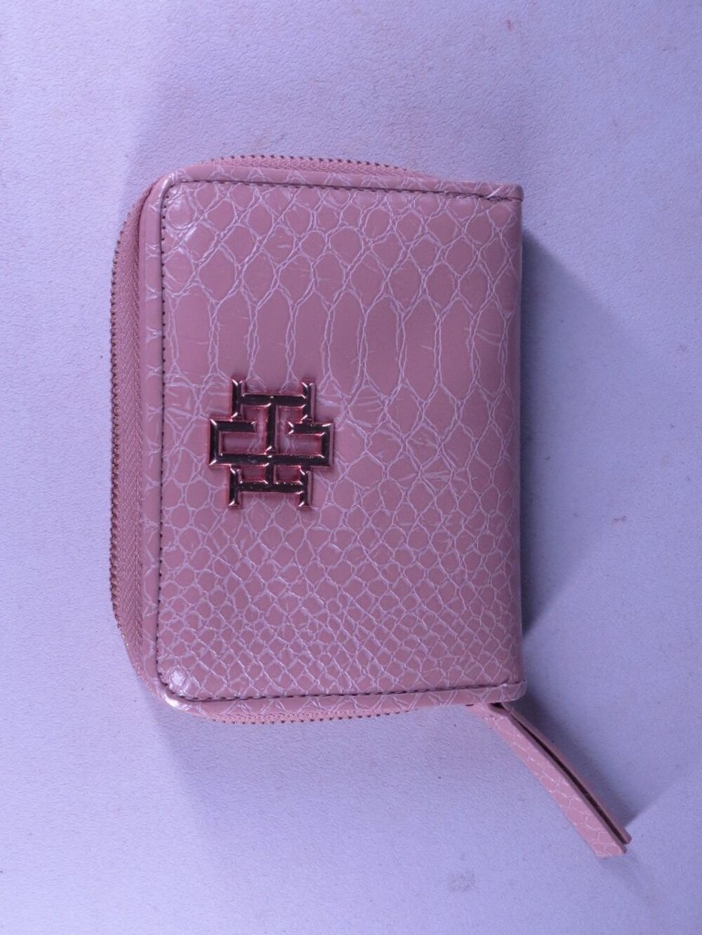 Caroline Hill Tan Snap Wallet with Faux Snakeskin